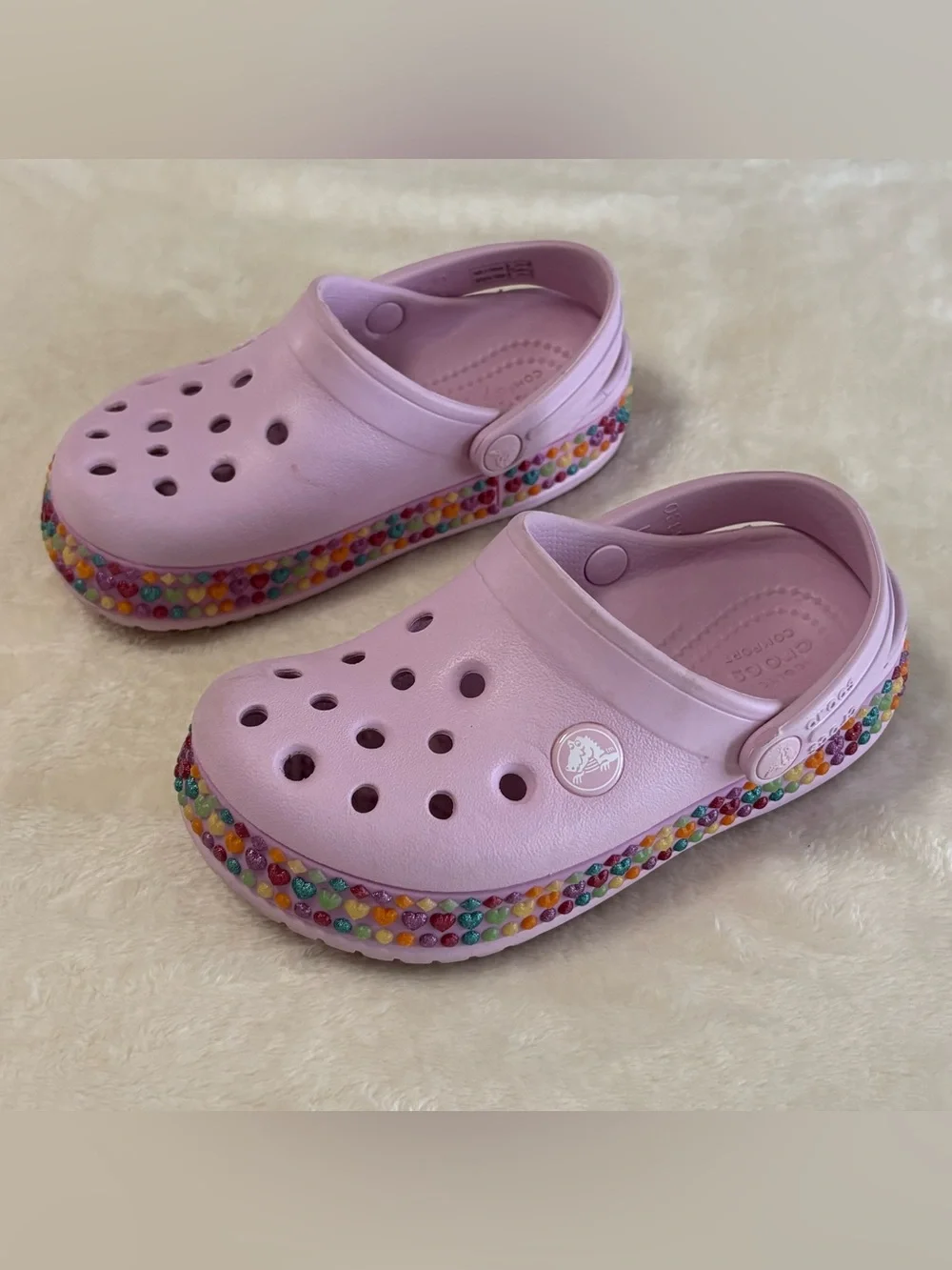 Crocs Girls Pink Crocbands Gem Band Clogs Size C10